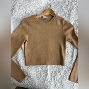 ZARA CAMEL KNIT CROPPED SWEATER M
